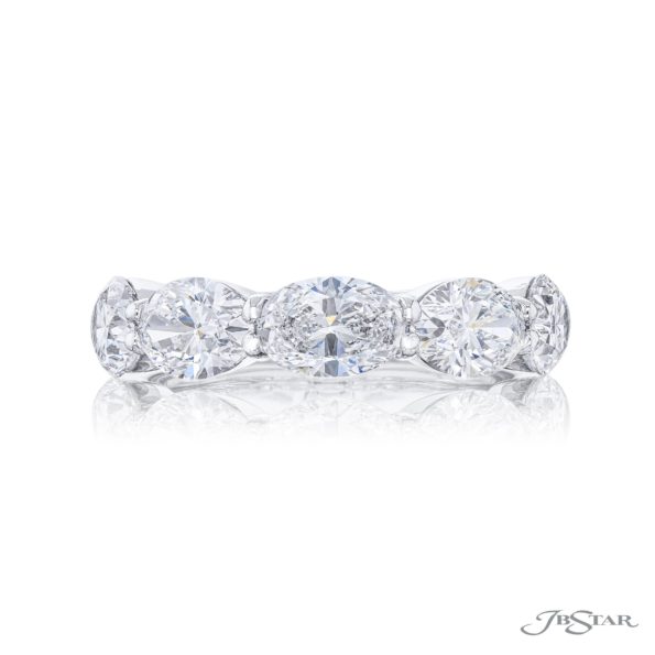 Iconic Single-Row Diamond Band | Oval-Cut Diamonds in East-to-West Platinum Design