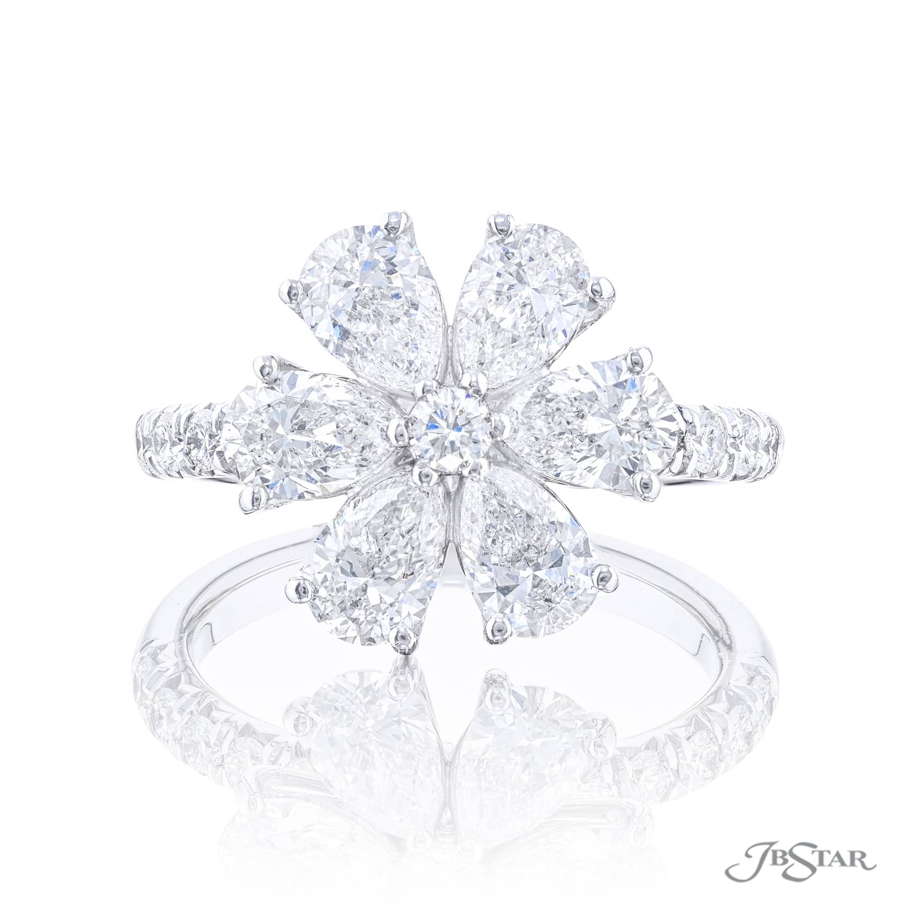 18k Art Deco Round Moissanite Halo Flower Engagement Ring from Black  Diamonds New York