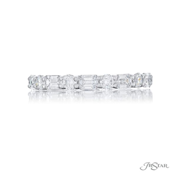 Diamond eternity band emerald-cut and round diamonds