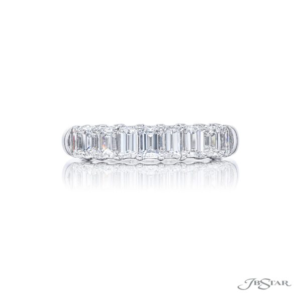 Iconic Single-Row Emerald-Cut Diamond Band | Nine Diamonds in Pure Platinum