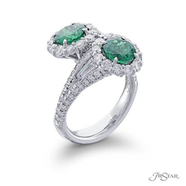 Twogether round emerald and diamond ring