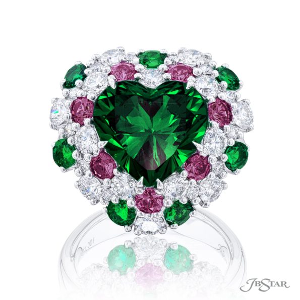 Emerald & Diamond Heart-Shaped Ring 5.76 ct. CDC Certified