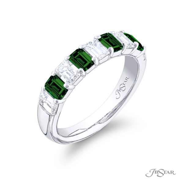 Emerald & Diamond Band 0.82 ctw. Emerald Cut