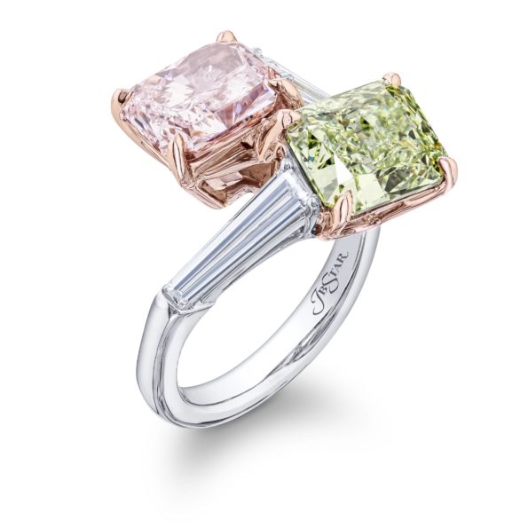 Fancy Pink & Green Diamond Twogether Ring