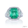 Green tourmaline and diamond ring 4.11 cushion cut