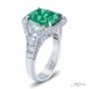 Green tourmaline and diamond ring 4.11 cushion cut