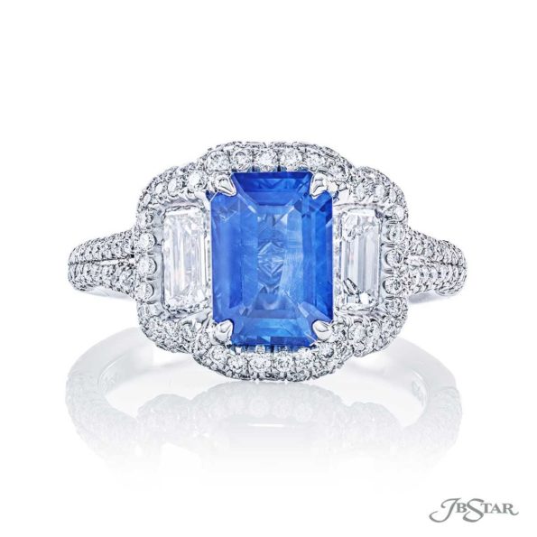 Sapphire and diamond ring 2.10ct. emerald sapphire
