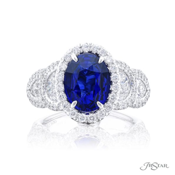 Sapphire & Diamond Ring 3.69 ct. Oval Cut Certified