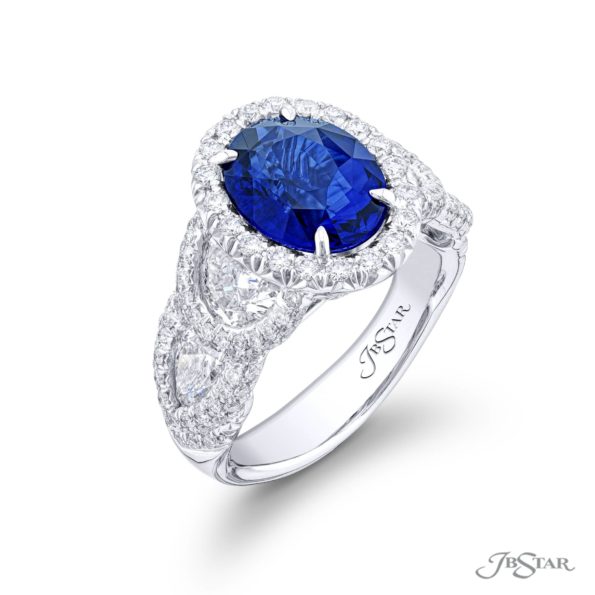 Sapphire & Diamond Ring 3.69 ct. Oval Cut Certified