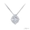 Dazzling Diamond Pendant: 0.92 ct. GIA-Certified Emerald-Cut Diamond Encircled by Oval Diamonds Handcrafted in Pure Platinum