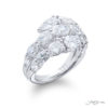 Dazzling Brilliance: Certified Diamond Cocktail Ring  Three Rows of Pear-Shaped & Oval-Cut Diamonds Handcrafted in Pure Platinum