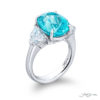 8.17 ct Certified Paraiba & Diamond Ring | Oval-Cut Paraiba with Epaulet Diamonds in Platinum | Breathtaking Radiance by Jb Star