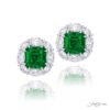 Timeless 6.06 ctw. Emerald and Diamond Stud Earrings with Oval Diamond Halo in Platinum