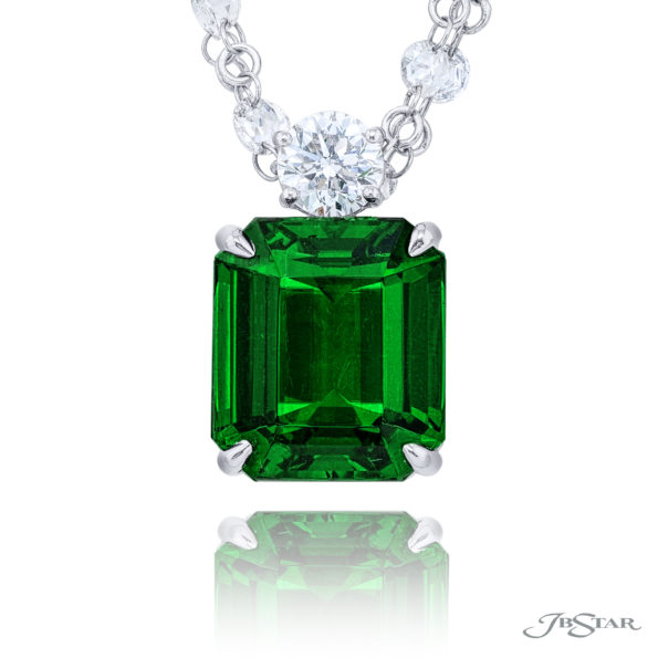 Exquisite Style: Timeless 11.39 ct GIA-Certified Emerald Pendant with Round Diamond Bail
