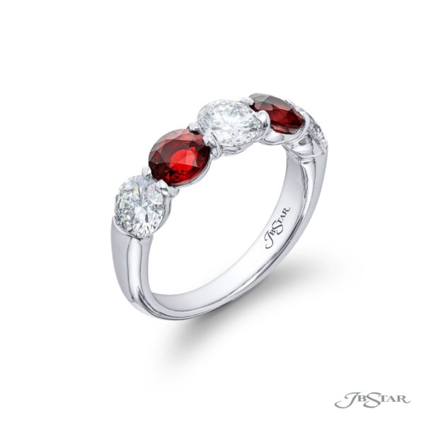 Elegance Elevated: Iconic Single-Row Ruby and Diamond Band