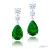 Timeless Pear-Shaped Emerald and Diamond Drop Earrings in Platinum