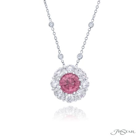 Exquisite Style: Signature 2.31 ct No-Heat Pink Sapphire Pendant with Round and Oval Diamonds in Platinum Exquisite Style: Signature 2.31 ct No-Heat Pink Sapphire Pendant with Round and Oval Diamonds in Platinum