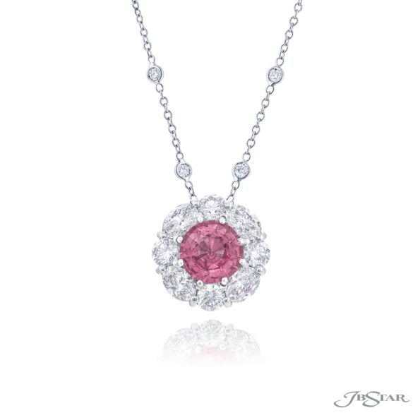 Exquisite Style: Signature 2.31 ct No-Heat Pink Sapphire Pendant with Round and Oval Diamonds in Platinum