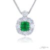 Exquisite Style: One-of-a-Kind 1.84 ct Certified Emerald Pendant with Round and Oval Diamonds in Pure Platinum