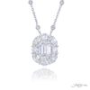 Exquisite Style: Timeless 2.23 ct. GIA Certified Emerald-Cut Diamond Pendant  Encircled by Oval and Round Diamonds in Pure Platinum