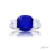 Stunning 5.22 ct. Certified Sri Lankan Cushion Sapphire & Diamond Ring in Platinum
