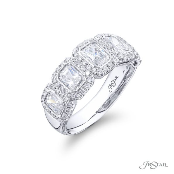 Diamond Wedding Band Radiant-Cut Bezel Set Micro Pave