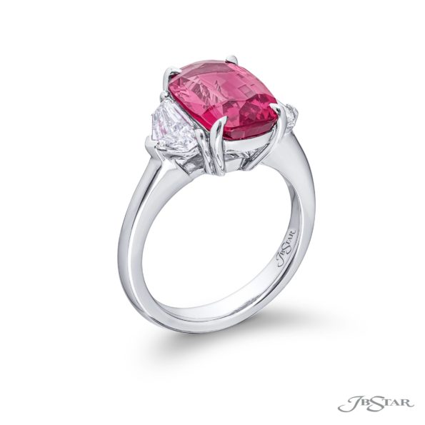4.80 ct Certified No-Heat Pink Spinel & Diamond Ring | Oval-Cut Pink Spinel with Epaulet Diamonds in Platinum | Breathtaking Radiance by Jb Star