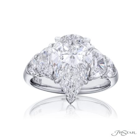 3.30 ct. Pear-Shaped Diamond Ring with Half-Moon & Shield-Cut Side Stones in Platinum 3.30 ct. Pear-Shaped Diamond Ring with Half-Moon & Shield-Cut Side Stones in Platinum
