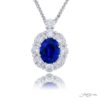 Exquisite Style: Timeless 4.04 ct. Certified Vivid Oval-Cut Sapphire and Diamond Pendant  Oval Sapphire Embraced by Round and Oval Diamonds in Pure Platinum