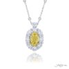 Exquisite Style: One-of-a-Kind 2.07 ct. GIA Certified Fancy Intense Yellow Oval-Cut Diamond Pendant  Encircled by Round & Oval Diamonds in Pure Platinum
