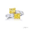 Dazzling Brilliance: Certified Twogether Fancy Yellow Diamond Ring  Radiant-Cut Fancy Yellow Diamonds & Oval Diamonds in Pure Platinum