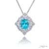 Exquisite Style: Timeless Paraiba & Diamond Pendant  1.35 ct CDC Certified Oval Paraiba Encircled by Round & Oval Diamonds Handcrafted in Pure Platinum
