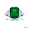 4.80 ct Certified Vivid Green Zambian Emerald & Diamond Ring | Cushion-Cut Emerald with Epaulet Diamonds in Platinum | Breathtaking Radiance by Jb Star