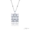 Exquisite Style: Timeless 3.01 ct. GIA Certified Emerald-Cut Diamond Pendant  Surrounded by Emerald-Cut Diamonds & Suspended by Tapered Baguette in Pure Platinum