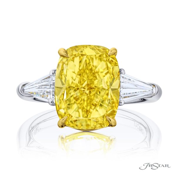 6.21 ct. GIA-Certified Fancy Yellow Diamond Ring in Platinum & 18KY Gold