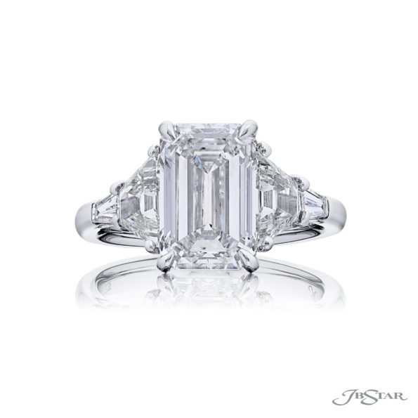 Timeless 3.81 ct. Emerald-Cut Diamond Ring with Trapezoid & Tapered Baguette Accents