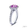Pink Sapphire & Diamond Ring Cushion Cut 2.58 ct Micro Pave