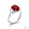 5.13 ct Certified Burmese Pigeon Blood Ruby & Diamond Ring | Oval-Cut Ruby with Epaulet Diamonds in Platinum | Breathtaking Radiance by Jb Star