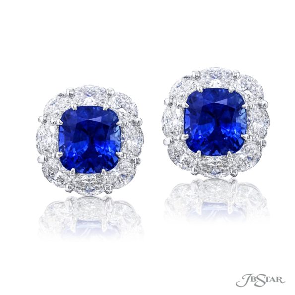 Sapphire & Diamond Stud Earrings Cushion-Cut 9.67 ctw.