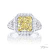 1112-001Fancy Yellow Diamond Ring 5.05 ct Cushion Cut GIA Certified
