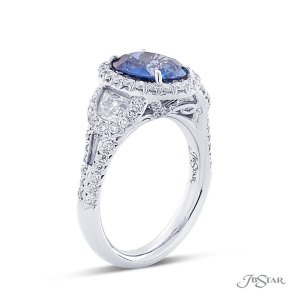 3.15 ct Oval Blue Sapphire and Diamond Fancy Color Ring