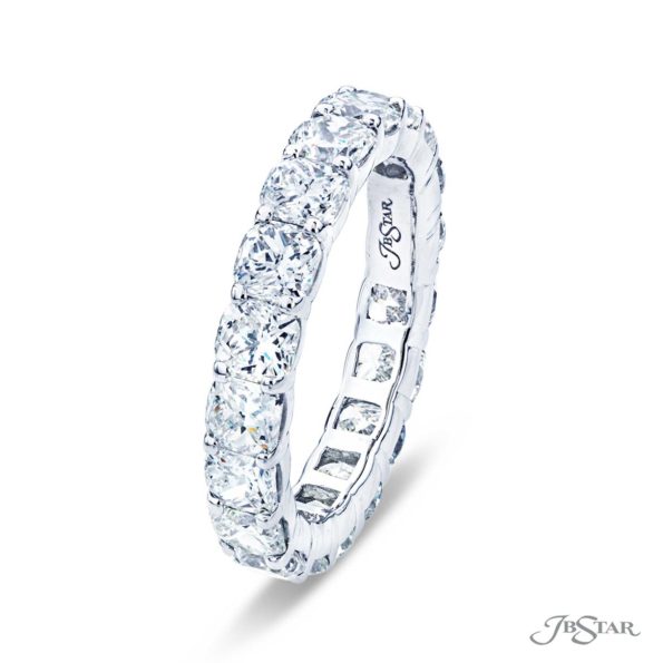 Cushion Cut Diamond Eternity Ring Platinum Prong Setting