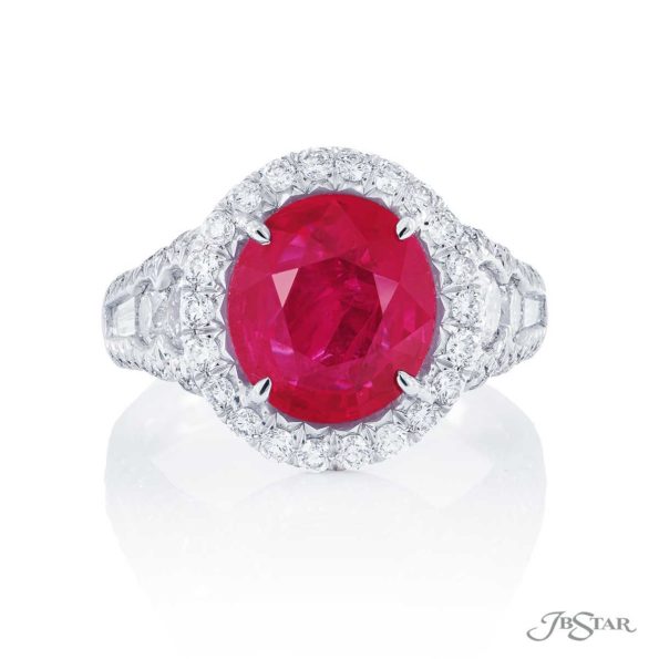 4.01 ct Burma Ruby and Diamond Ring in Platinum Fancy Color