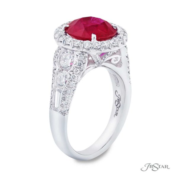 4.01 ct Burma Ruby and Diamond Ring in Platinum Fancy Color