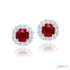 Gorgeous Glamour: Burmese Ruby & Diamond Halo Stud Earrings
