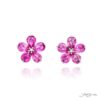 Pink Sapphire Floral Stud Earrings in Platinum
