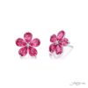 Pink Sapphire Floral Stud Earrings in Platinum