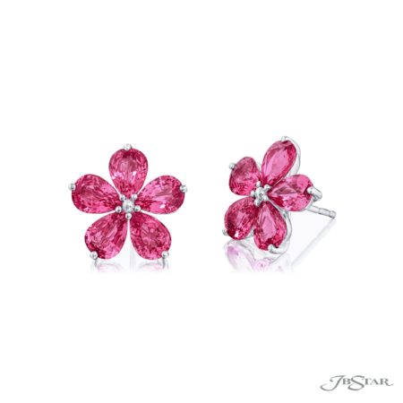 Pink Sapphire Floral Stud Earrings in Platinum Pink Sapphire Floral Stud Earrings in Platinum