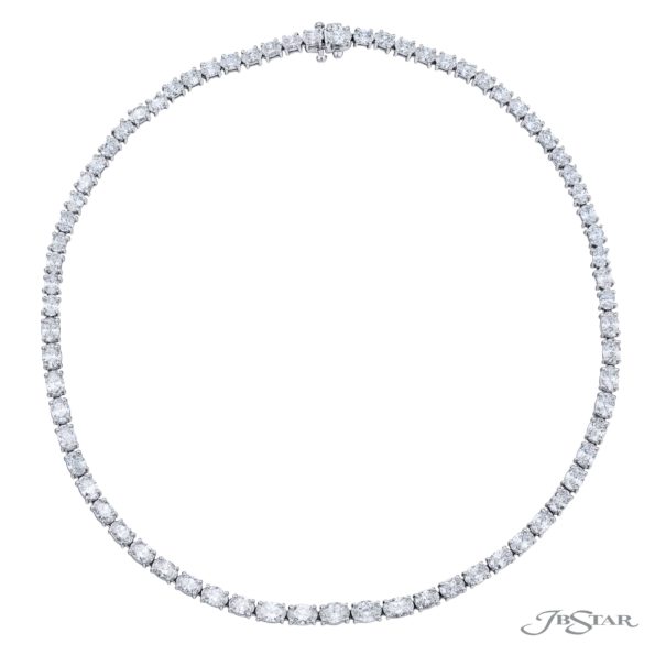 One-of-a-Kind Diamond Necklace  Oval-Cut Diamonds in Shared Prongs Handcrafted in Pure Platinum