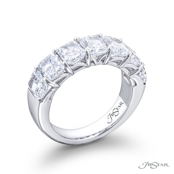 Classic Single-Row GIA-Certified Diamond Band | 7 Radiant-Cut Diamonds in Platinum | Elegance Elevated by Jewels by Star